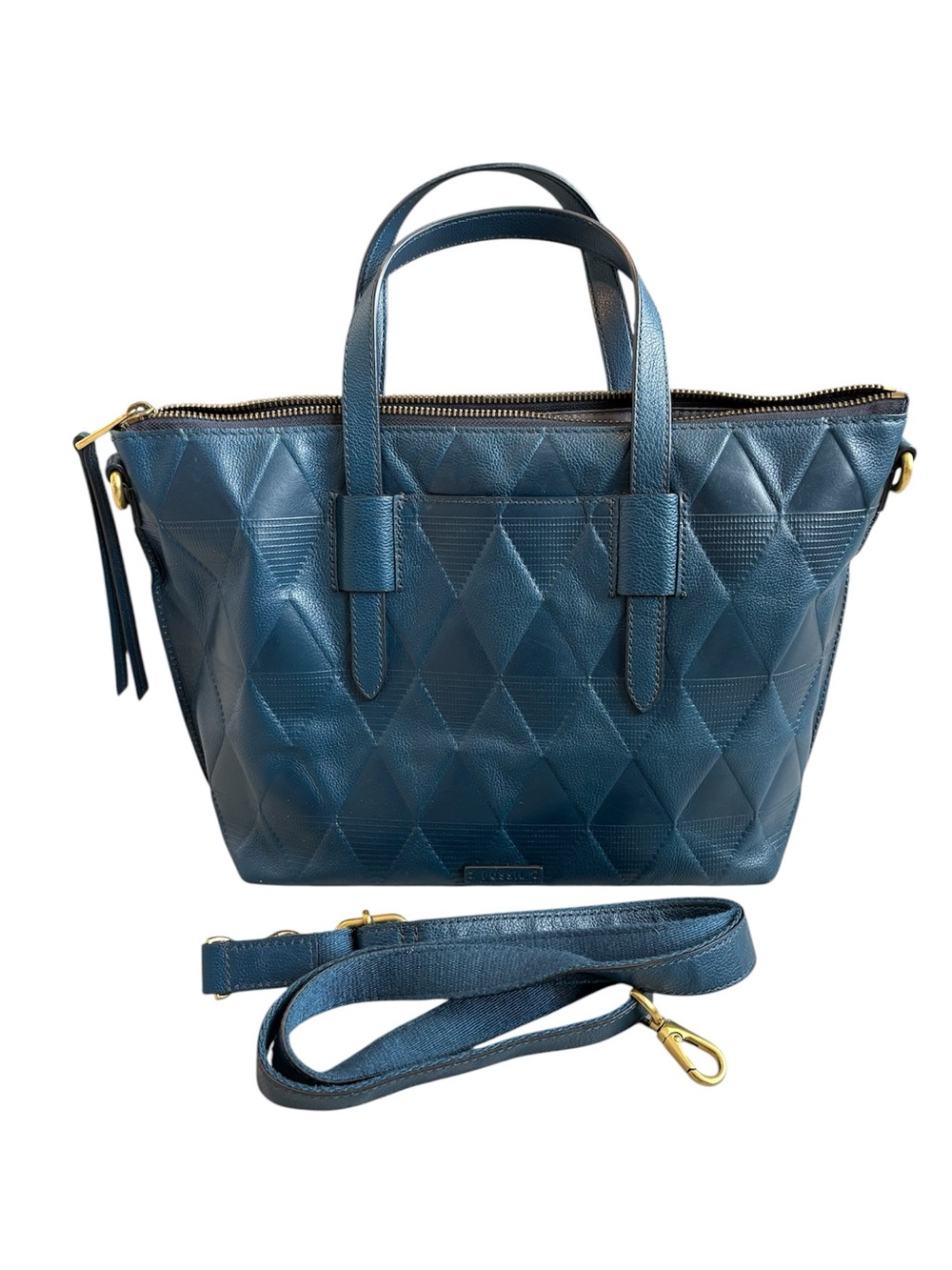 Fossil Handbag/Crossbody Quilted Leather Top-Handle Crossbody Bag - Blue